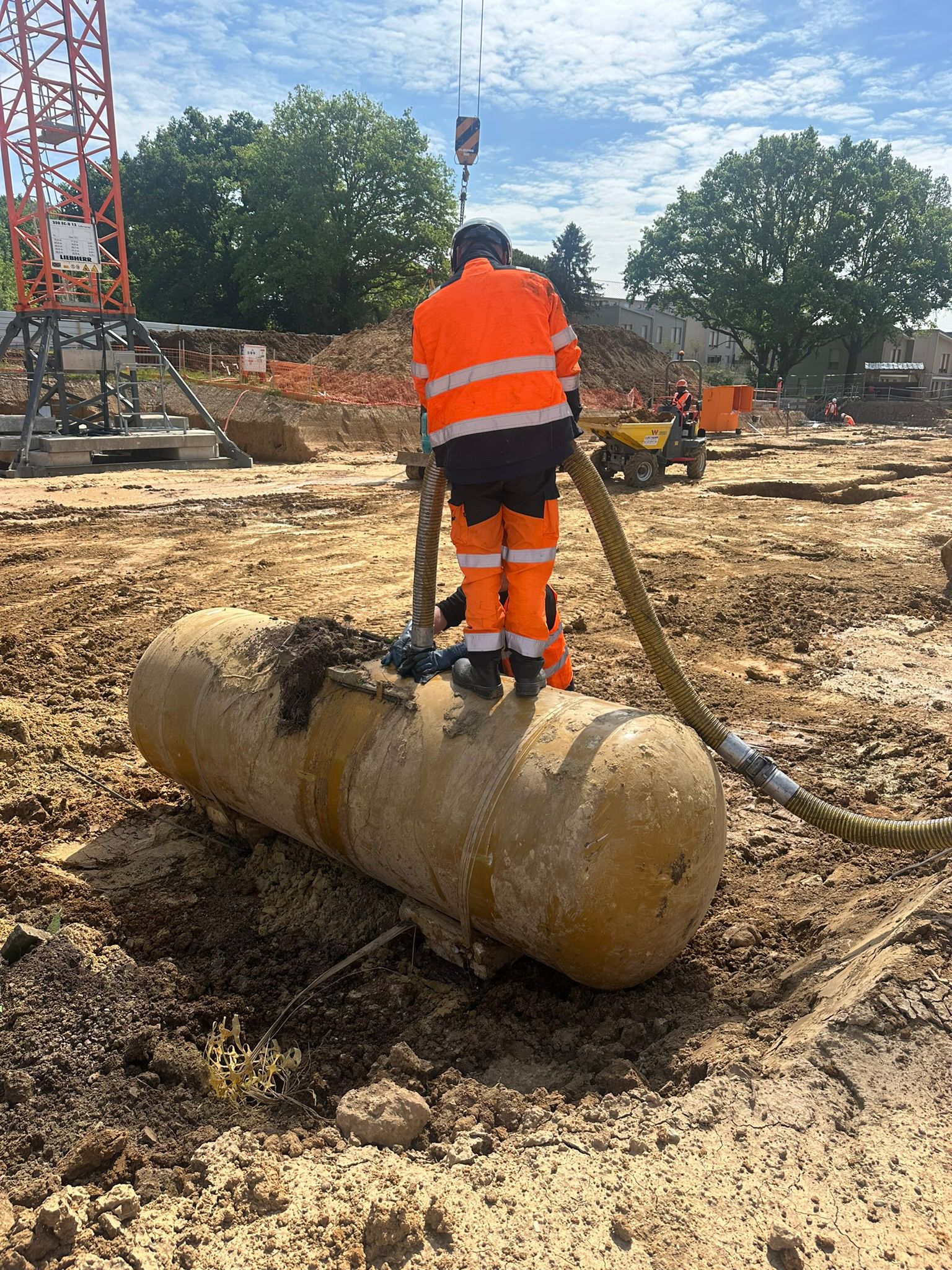 Intervention sur une cuve gazole de chantier
